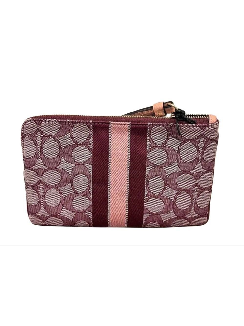 COACH DEMPSEY LARGE CORNER ZIP WRISTLET WALLET SIGNATURE JACQUARD COACH PATCH - Picture 7 of 7